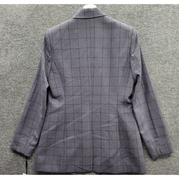 Calvin Klein Blazer Jacket Women's 4 Gray Woven Window Pane One Button NWOT - Picture 4 of 12